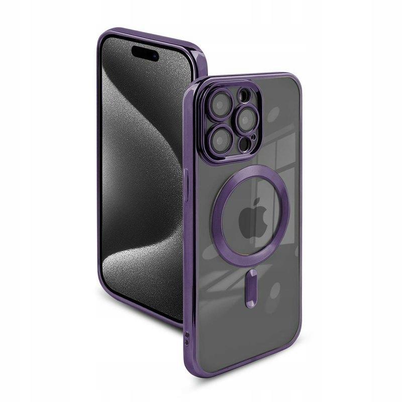 Etui do iphone 11 pro max magsafe obudowa wzmacniana fioletowy case + szkło