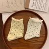 Women's Retro Polka Dot Mid-Calf Cotton Socks with Rolled Cuff