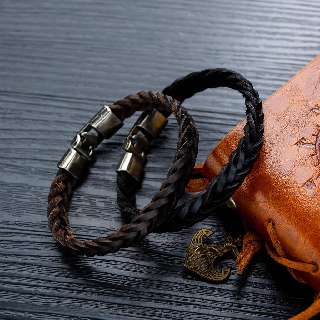 Weaving Black Bracelets Simple Cross Weave Alloy Clasp Bracelet for Men High Quality Pu Leather Jewelry ALN25123054