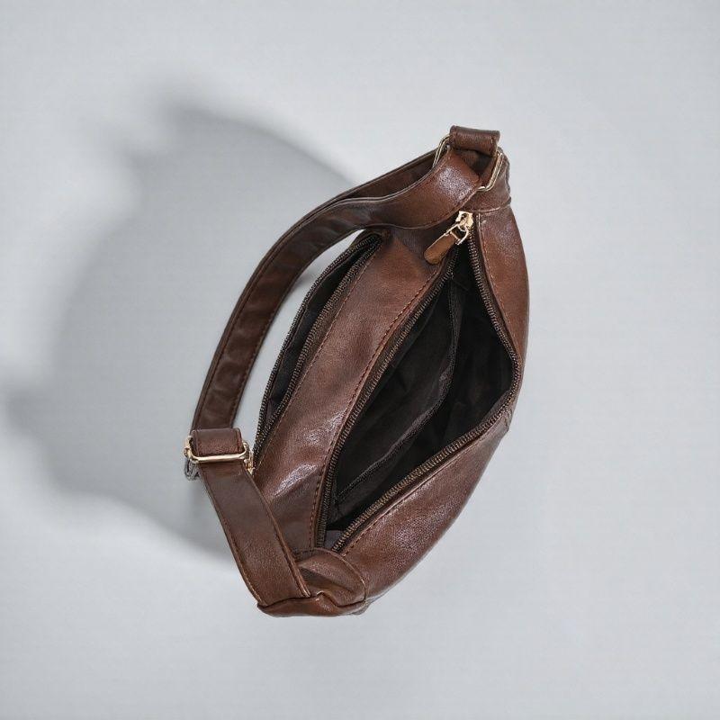 Dumpling bag Versatile women's portable shoulder bag Simple retro soft leather Maillard small tote bag Adjustable shoulder strap
