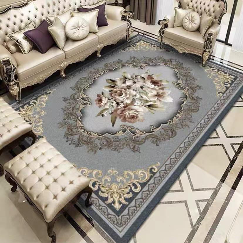 European Retro Floral Large Carpet for Living Room Luxury Decoration Rug Non-slip Bedroom Cloakroom Washable Soft Mat Rugs