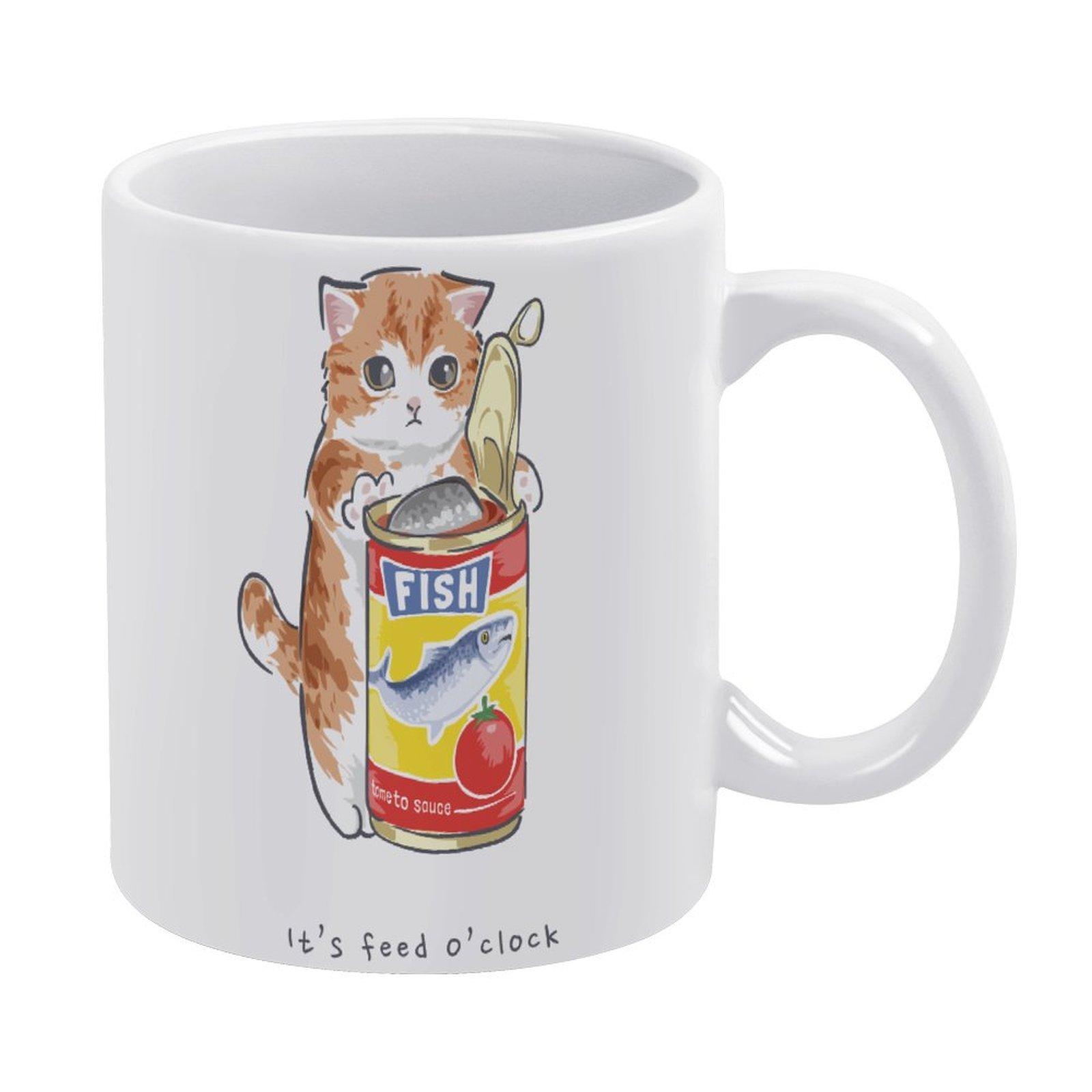 

1Pack 11oz White Ceramic Mug Double-Sided Printed Pattern Durable Coffee Cup Ideal For Home Office Gift Sharing білий