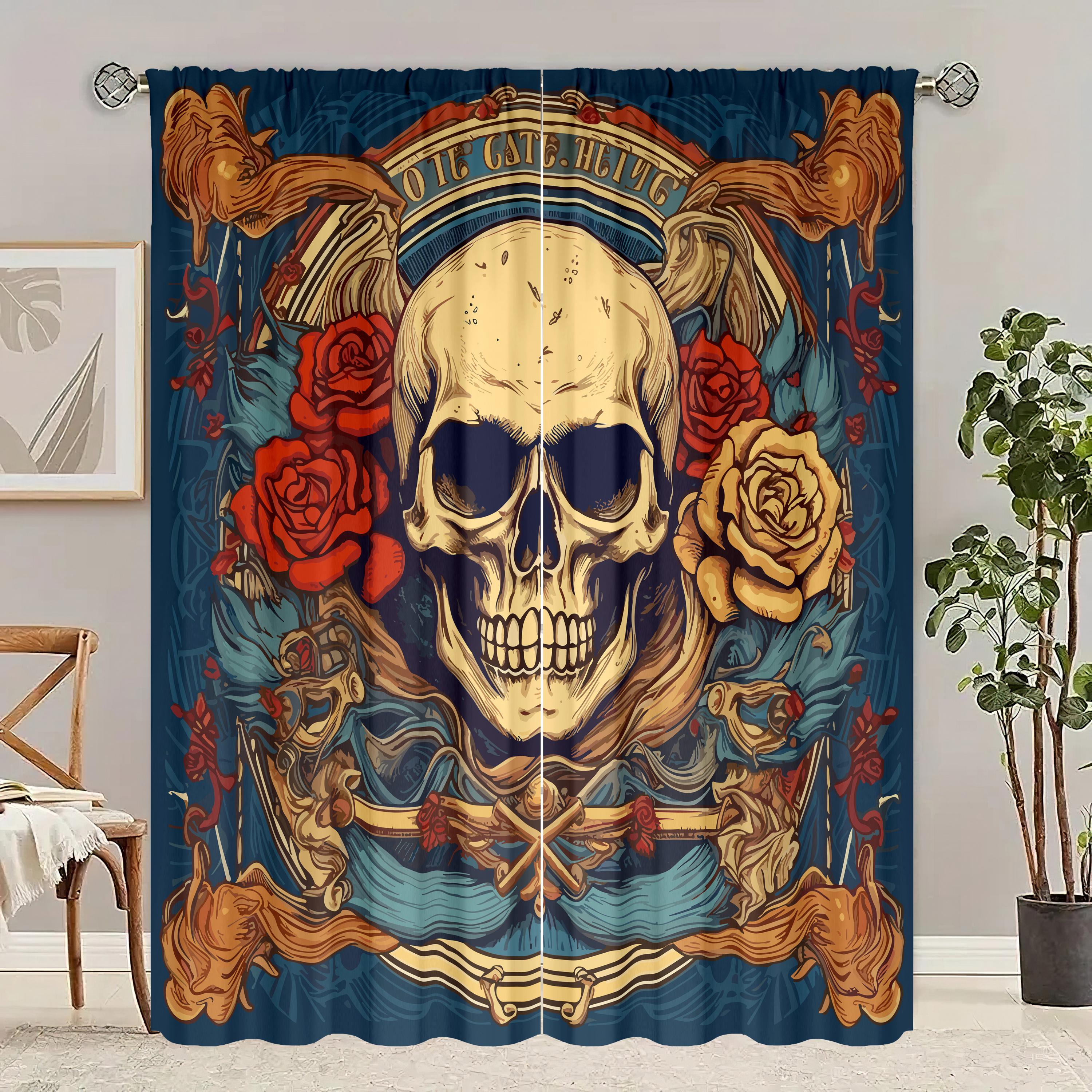 

2 шт. - Штора с принтом черепа - Материал полиэстер - подходит для спальни, гостиной, кабинета, личного пространства 42X63inch