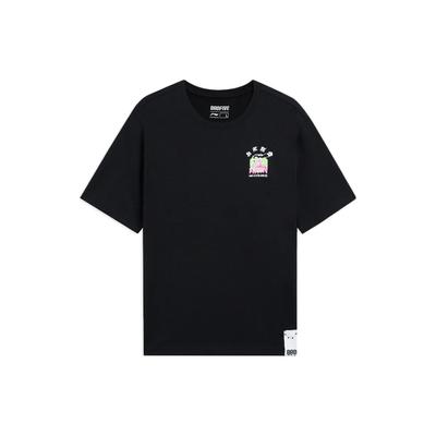 Casual Solid Color Letter Print Crew Neck Short Sleeve T-Shirt Men Tops Black AHSS391-2