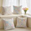 Pastel Wildflower Illustrations Cushion Cover Silky Short Plush Invisible Zipper Dustproof Sofa Pillow Case For Home Decor