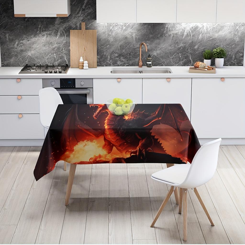 Halloween polyester tablecloth - Square roaring gourou pattern, suitable for kitchen and dining roomzyc