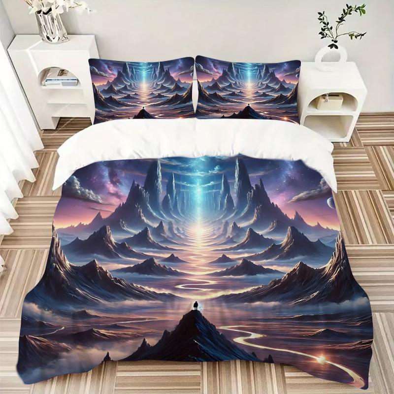 3pcs bedding set Mystical Landscape Includes 1 Comforter + 2 Pillowcases, Without Pillow Inserts, Soft Comfortable, Lightweight Breathable113