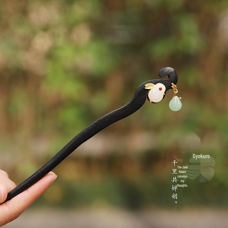 Imitation Ebony Hairpin Holder: Ancient Style Hanfu Hair Accessory, Qipao Ornament Gift for Women