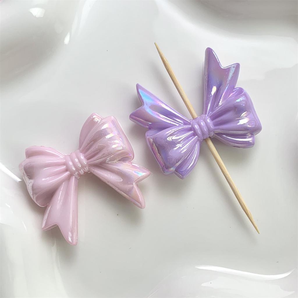 Z87 5Pcs/bag 32*36mm Big Bow Bowknot Acrylic Pendants For Crafted Beading Necklace Bracelet Keychain Jewelry Making Beads Gift