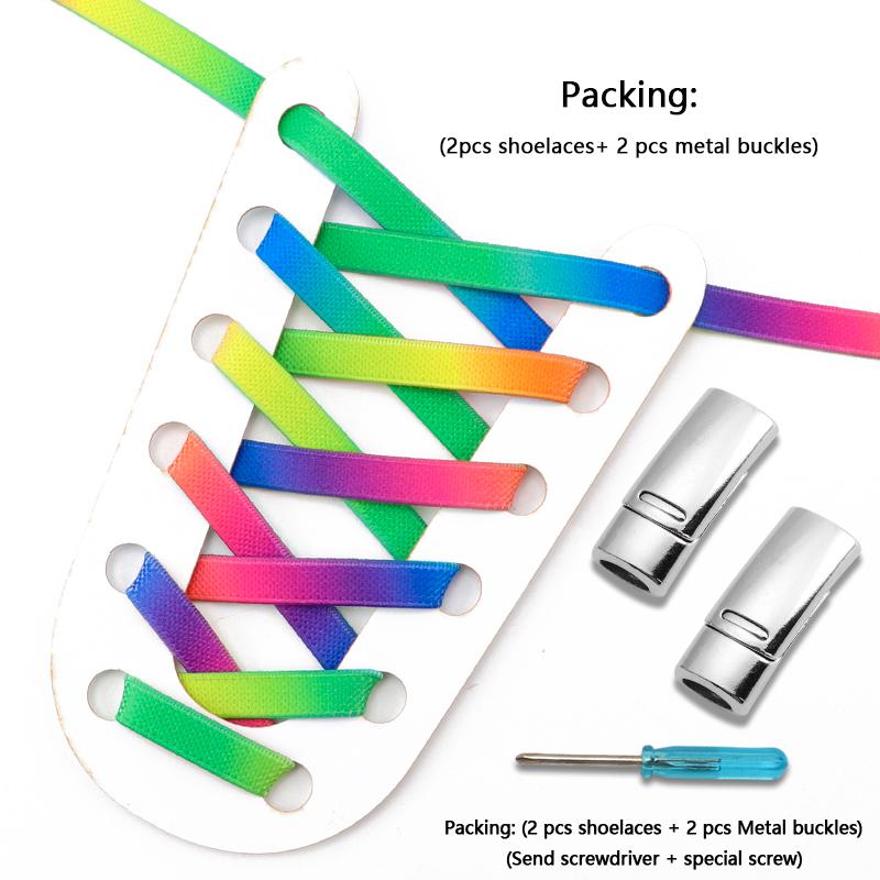 Magnetic Lock Shoe Laces Rainbow Elastic Laces Sneakers No Tie Shoelaces Without Ties Shoelace for Shoes Adults Kids Shoestrings