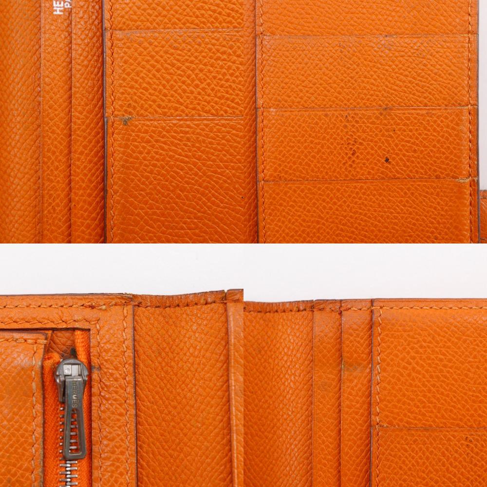 HERMES Baan classic Purse Orange / SilverHardware Epsom unisex Used