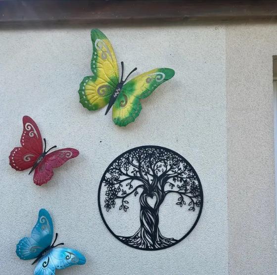 Heart-Shaped Tree of Life Black Metal Wall Decor for Bedroom & Living Room