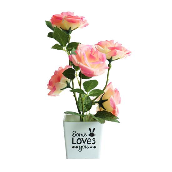 

DYS Домашний Декор Искусственный Растительный Горшок Роза Настольный Декор Искусственный Шелковый Цветок Крытый Открытый Имитационный Цветочный Горшок светло-розовый