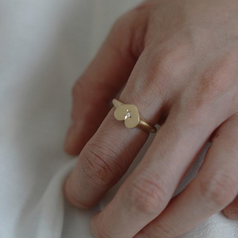 eveningbell [silver925] birthstone Love crest ring (matte/2 colors)