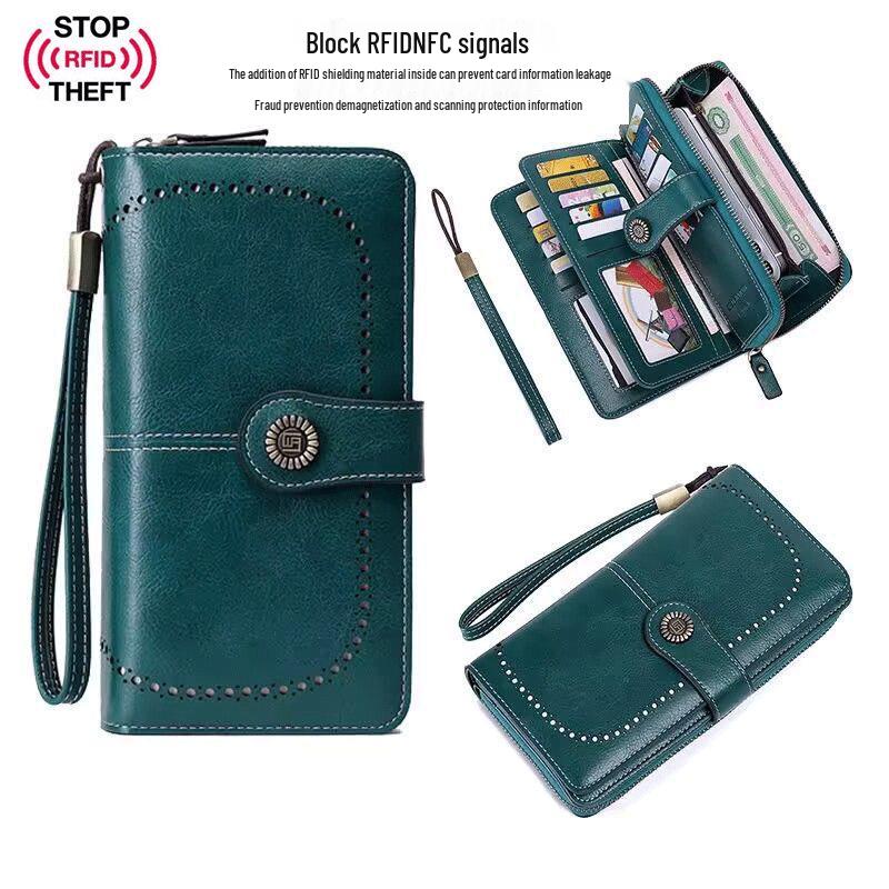 

New Women s Anti-Theft Long Leather Wallet - European & American Style, Large Capacity Clutch with Card Holder & Phone Pocket.