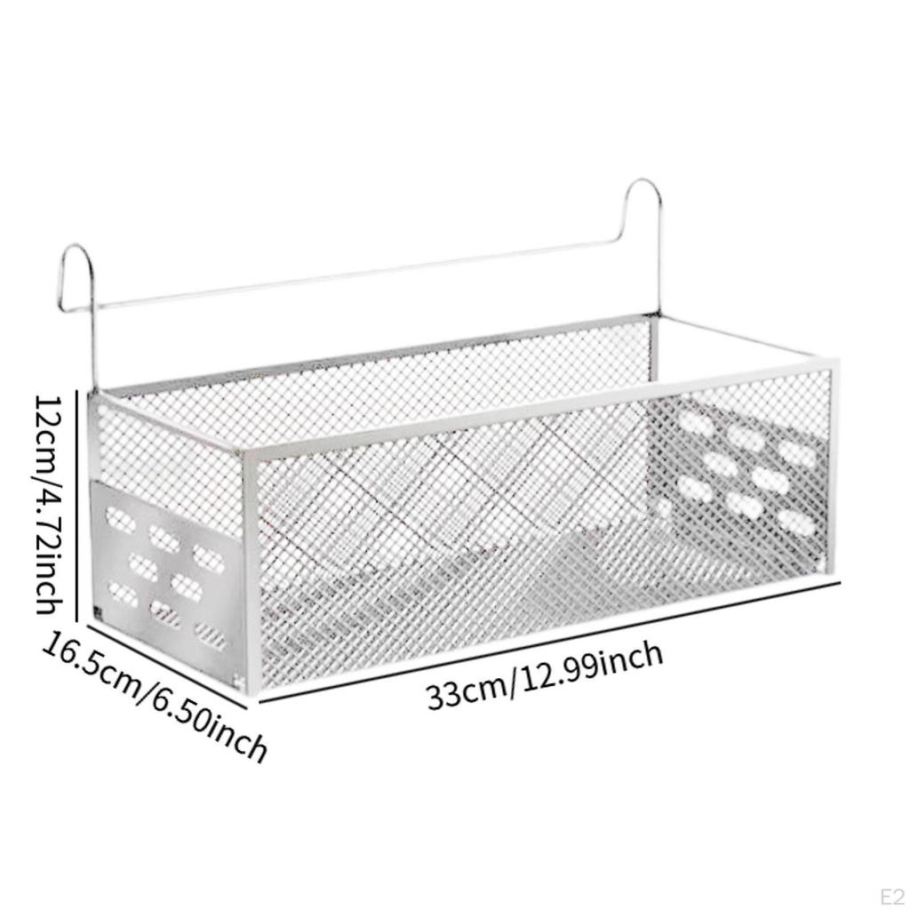 Bed Metal Storage Basket, Bunk Organizer Shelf, Mesh Shelf Bedside Hanging for