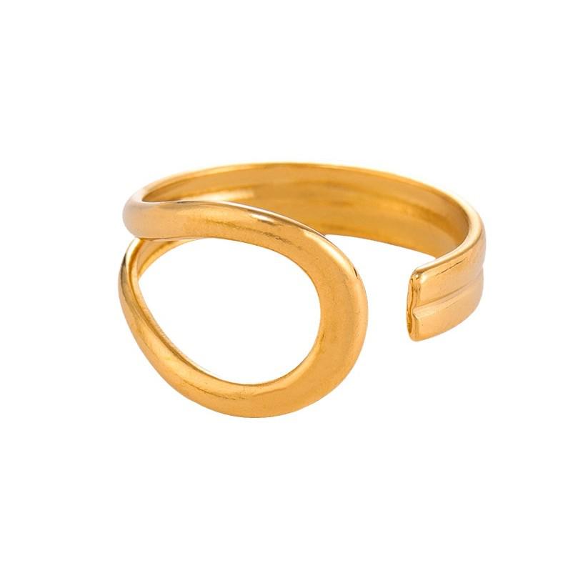 Elegant Water Drop Stainless Steel Adjustable Ring for Women - Non-Fading