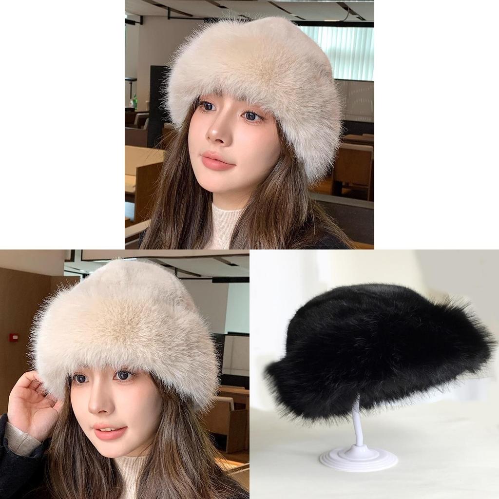 Winter Faux Fur Hat For Women With Warm Plush Material And Cloud Pattern Design For Casual Wear