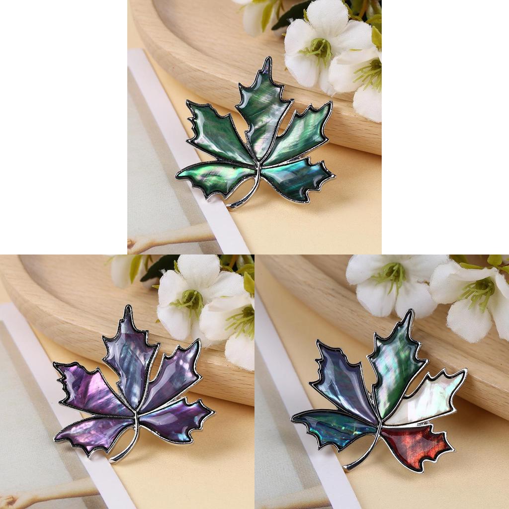 Creative Shell Leaf Brooch Pendant With Inlay For Women And Men