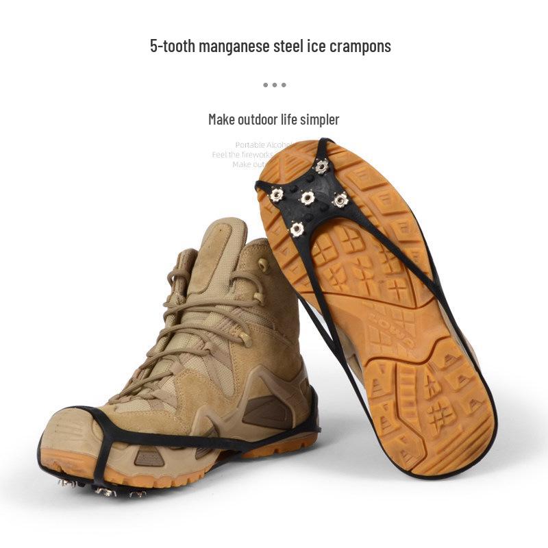 Portable 5-Tooth Gourd-Shaped Ice Cleats: Anti-Slip Shoe Covers for Winter Snow and Ice