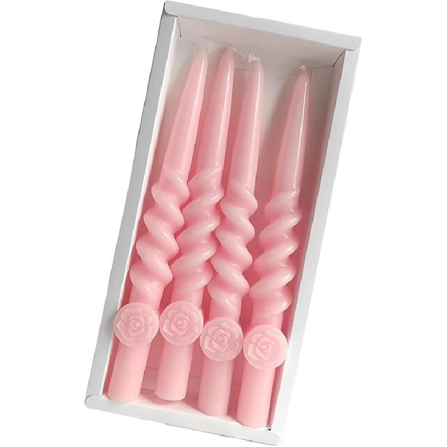 Taper Candle Pink Gradient Spiral Candlesticks Tall Tapered Candles Twisted Candlesticks Twirl Candle for Dinner Table Decor Party Wedding 28D4PC-PINK