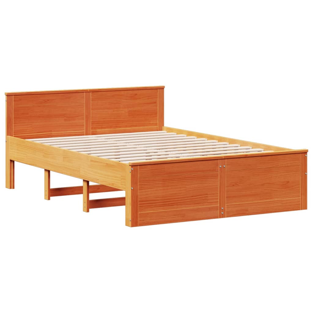 Vidaxl Bed Without Mattress, With Headboard, Waxed Brown, 150X200 Cm