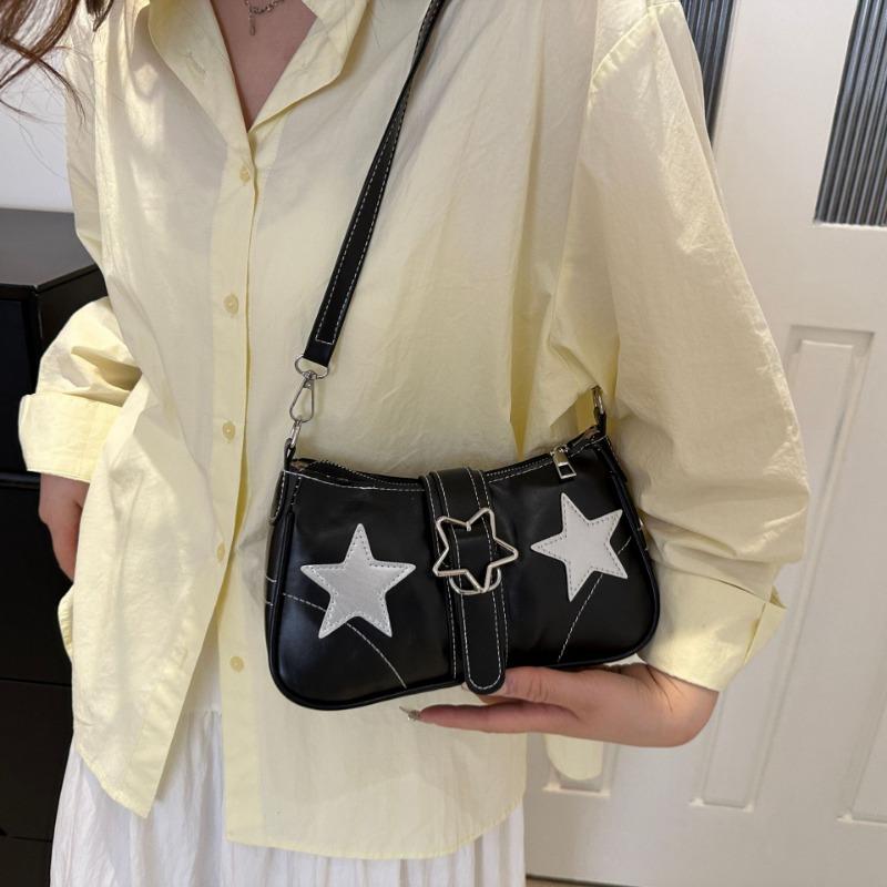 Y2K Hot Girls Star Shoulder Bags PU Leather Women's Underarm Bag Fashi Design Female Crossbody Bag Handbags Phe Purse
