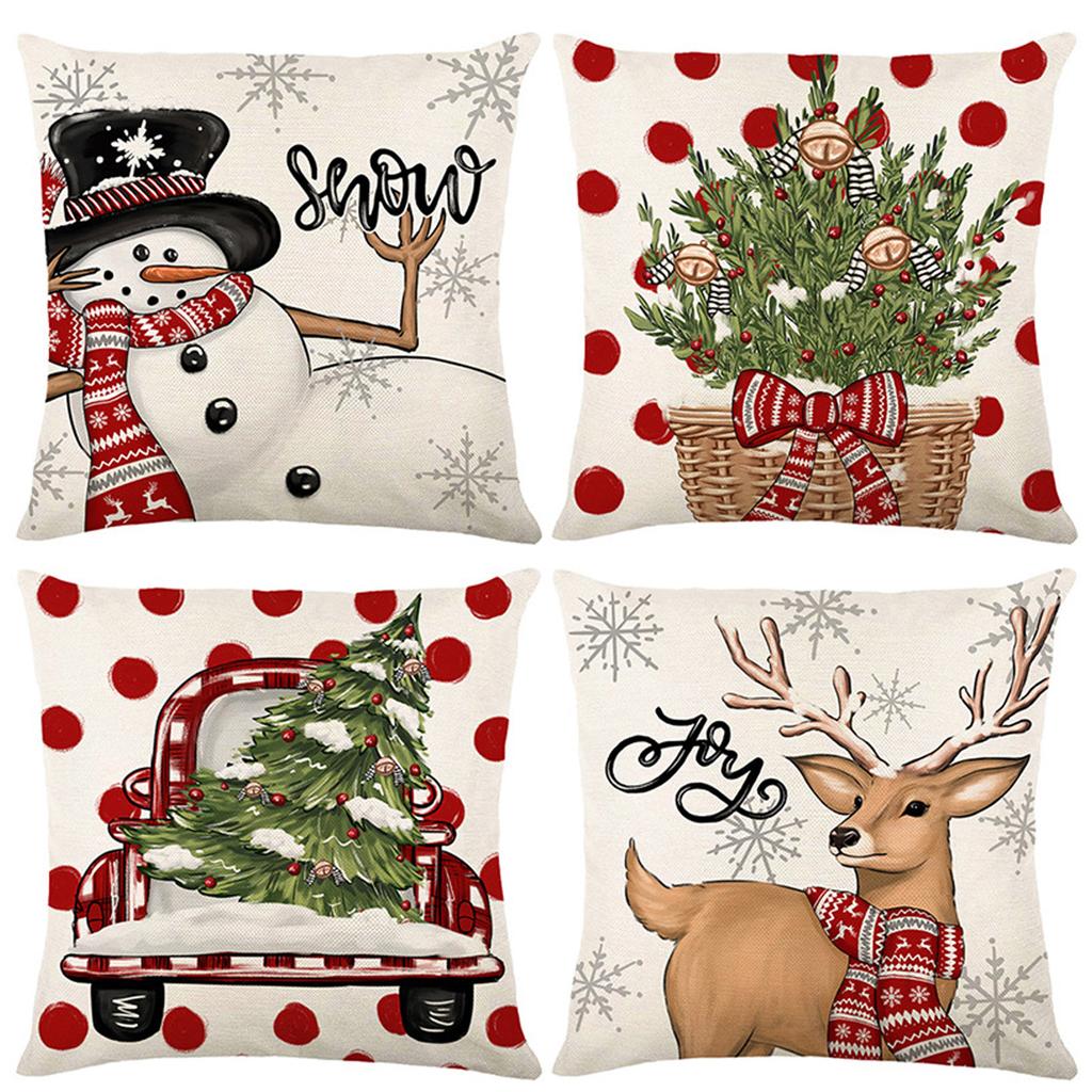 Popular Christmas Pillowcases for Holidays Santa Claus Linen Home Decoration Pillowcases