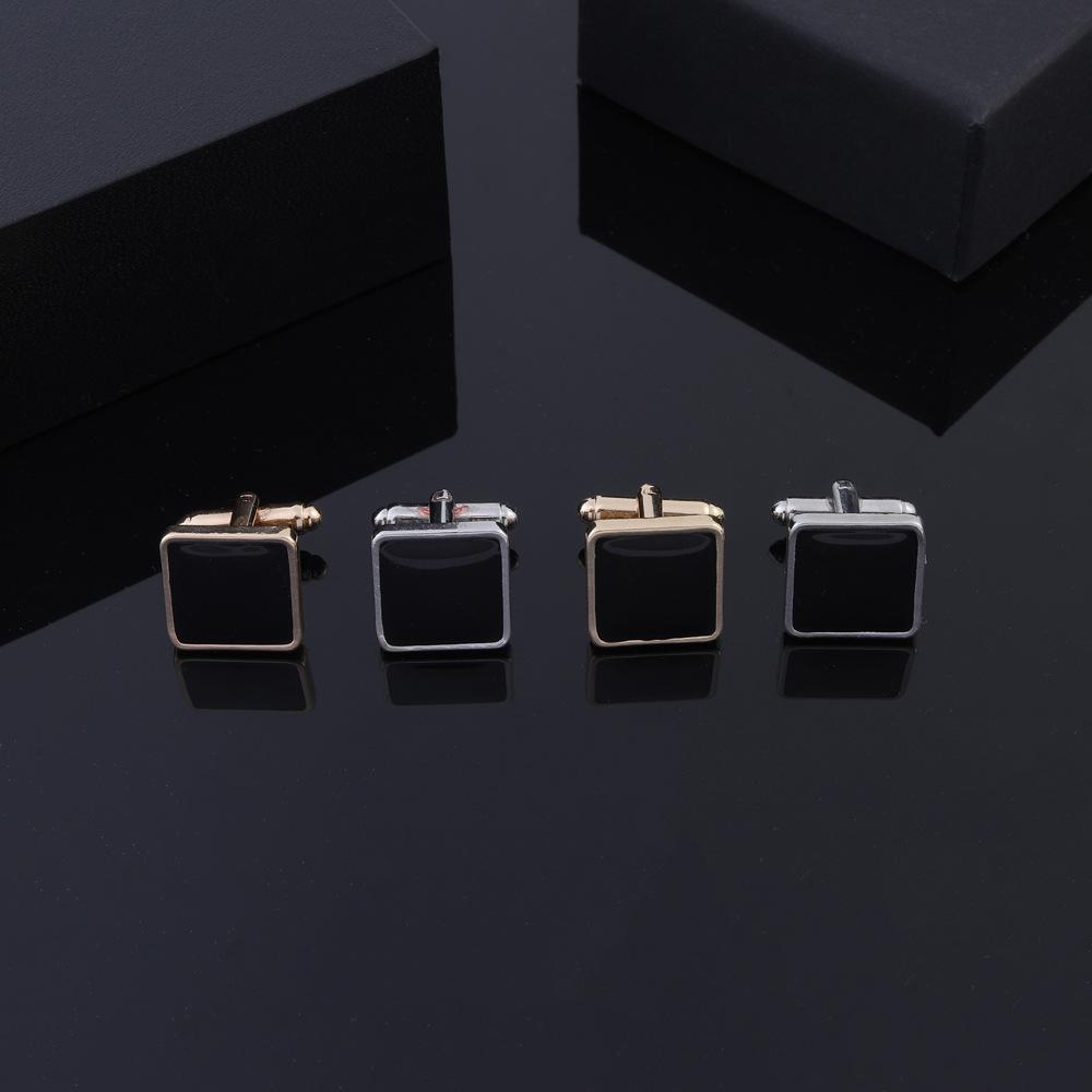 New Simple Geometric Versatile Square Alloy Black Cufflinks Factory Direct Sales Sleeve Stud Accessories