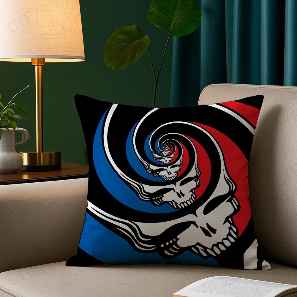 G-Grateful D-Dead Anmie Band Pillow Case Anti-Dustmite Pillowcase Invisible Zipper Silky Short Plush Sofa Cushion Cover