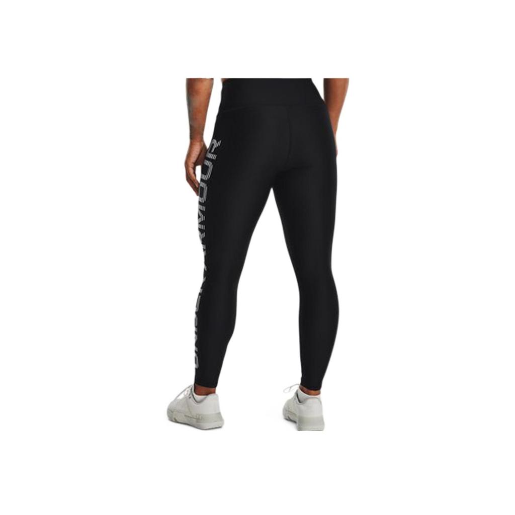 Under Armour Solid Color Logo Print Compression Fitness Pants Women bottoms Black 1374133-001