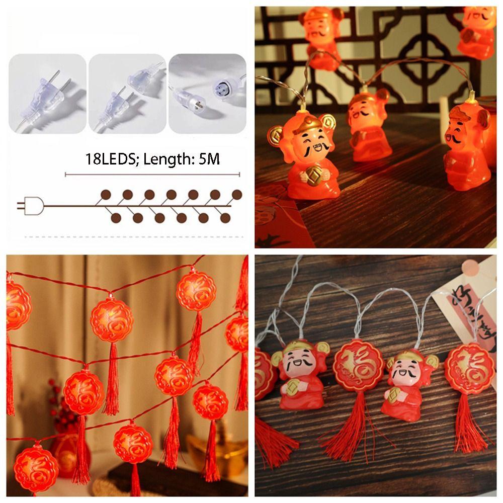 Waterproof Red Lantern Decoration Chinese Style Wealth God Lantern String  Christmas Tree