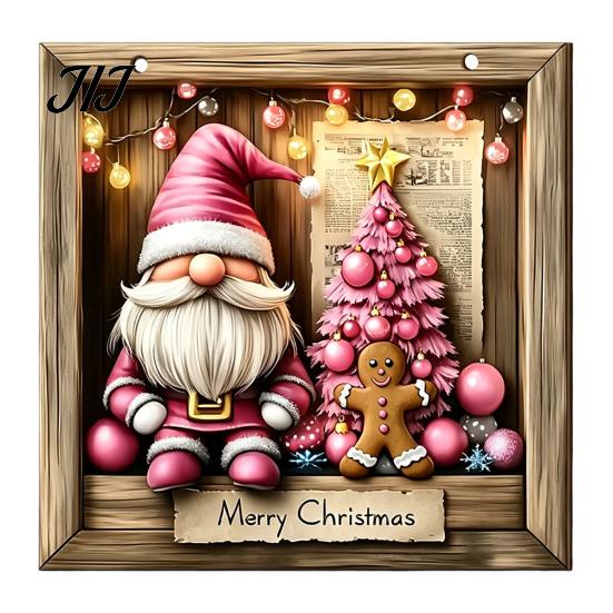 Holiday Decorations for Home Wooden Christmas Hanging Pendant, Snowman/Santa Claus/Gnome Ornament with Festive Door Plaques Hemp Rope Indoor