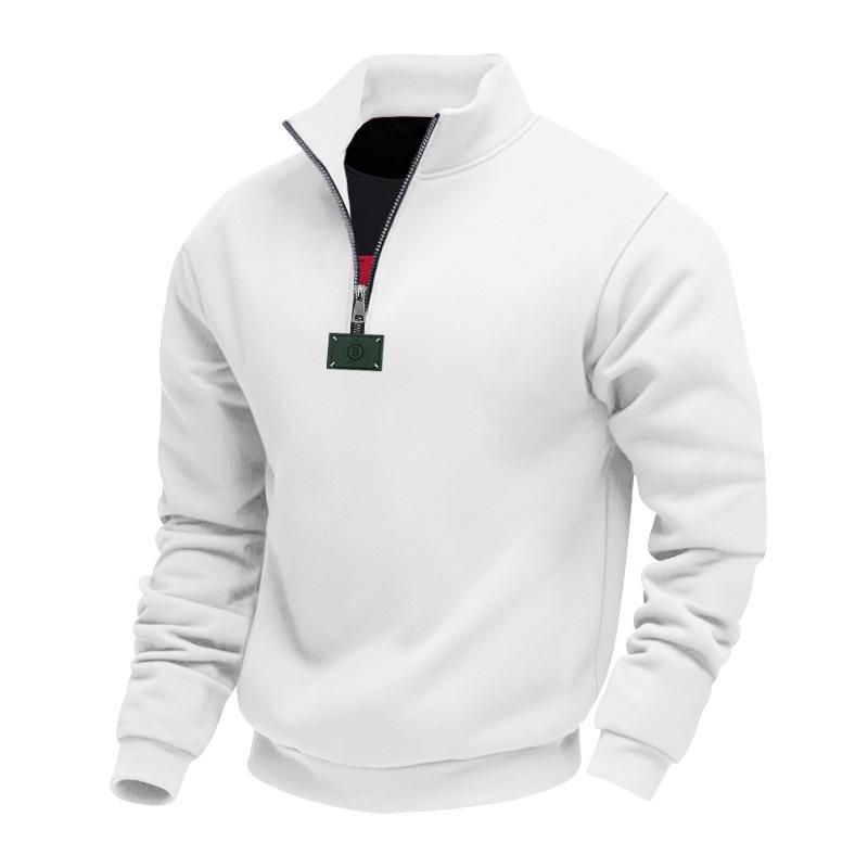 2026 Autumn and Winter New Casual Solid Color Simple Loose Stand Collar Sweatshirt S белый