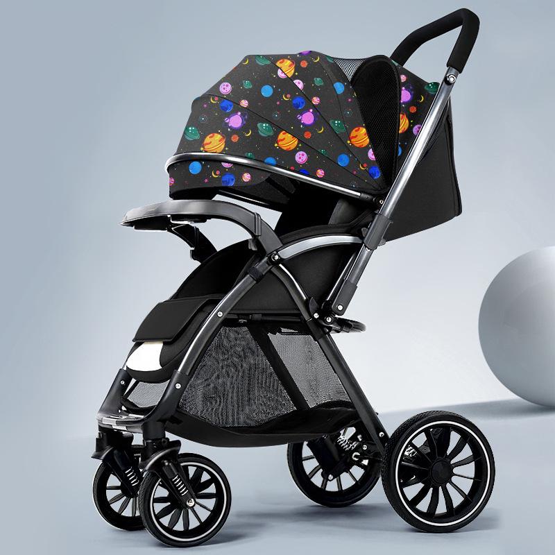 Lightweight Foldable Baby Stroller with High View and Reversible Handle, Sit-and-Lie for Newborns.