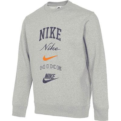 Nike Felpa Girocollo Club Fleece Con Grafica a Lettere Uomo Top Grigio FN2611-063