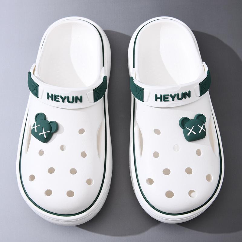 

Men s two-color hole shoes, thick-soled non-slip and wear-resistant, fashionable and simple leisure, outdoor beach bag head drag 40-41 білий