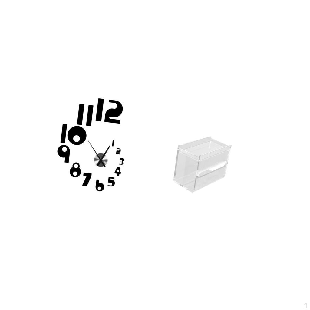 Creative 3D Wall Clock And Acrylic Paper Storage Modern Decorative Art for Home Office Hotel Kitchen