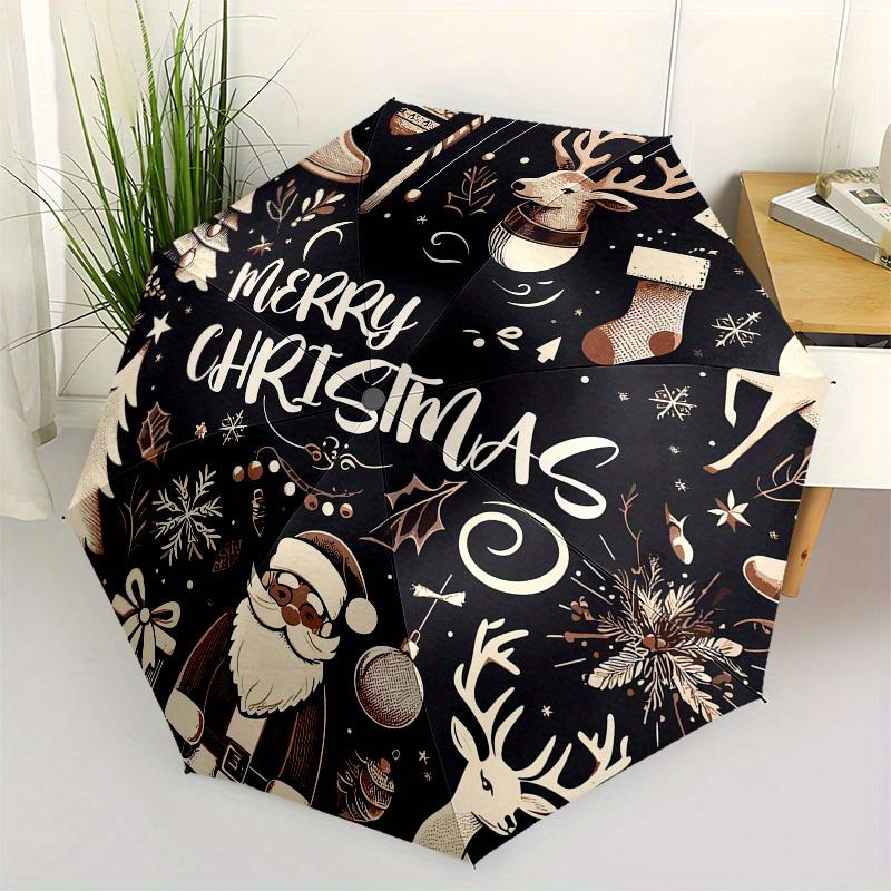 

Merry Christmas Umbrella, Portable 3-Fold Compact Umbrella,Christmas Gift ES419