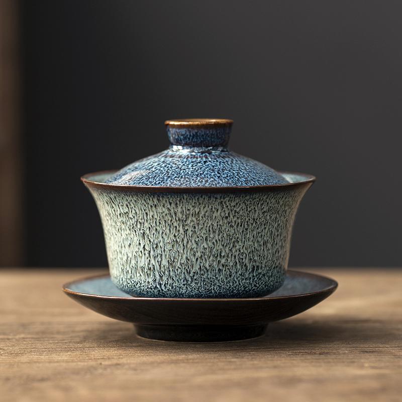 Blue Ceramic Gaiwan Kung Fu Tureen Tea Makers 160ml