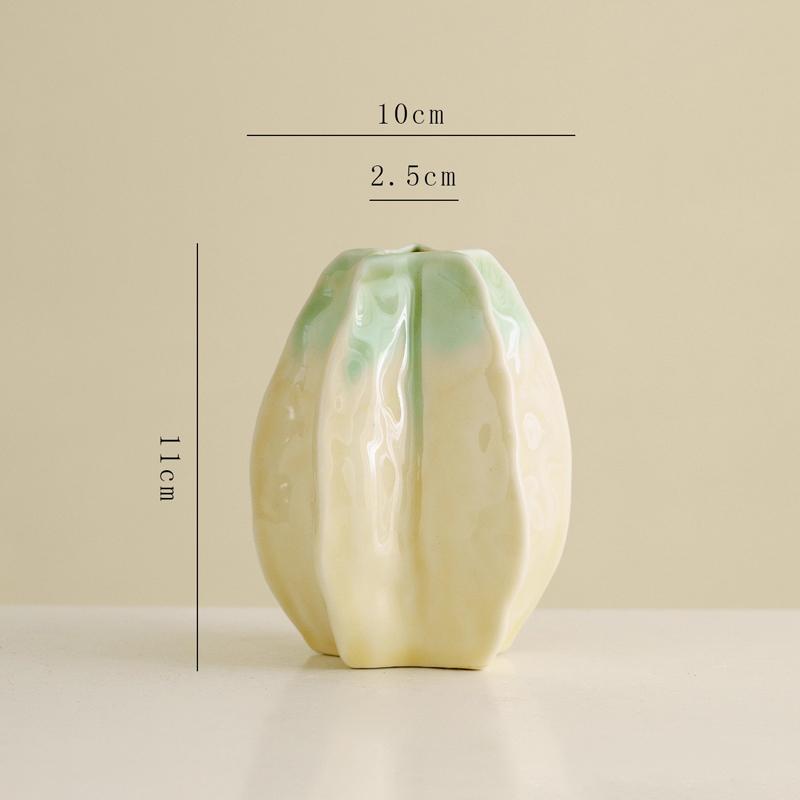 

Nordic Ceramic Gradient Peach Shape Small Vase Home Dining Table Bedroom Living Room Decoration Narrow Mouth Floral Ornament 1Pc