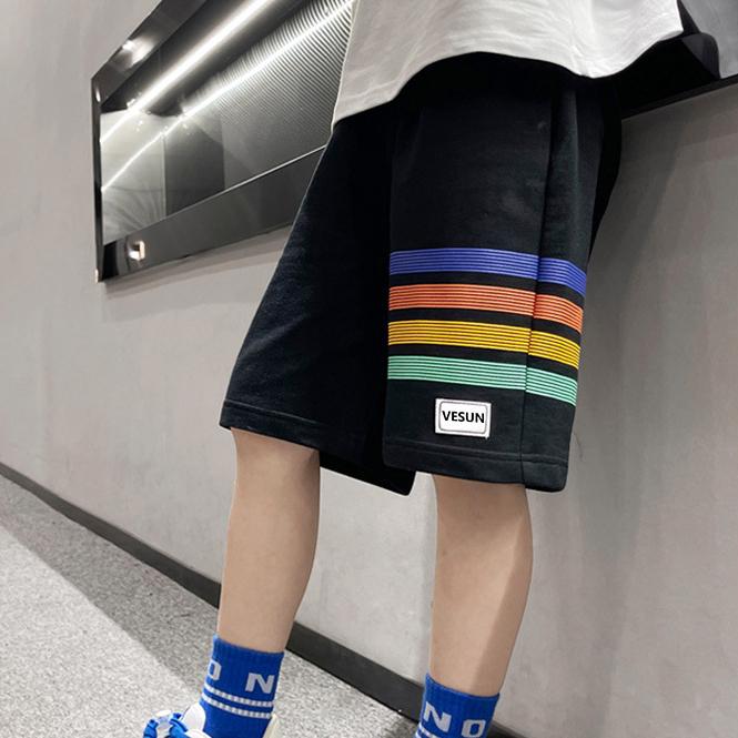 Summer Pants Boys' Shorts Breathable Sweat Absorbing Pentagram Pants Loose Cool Handsome Outerwear Sports Pants Middle Pants