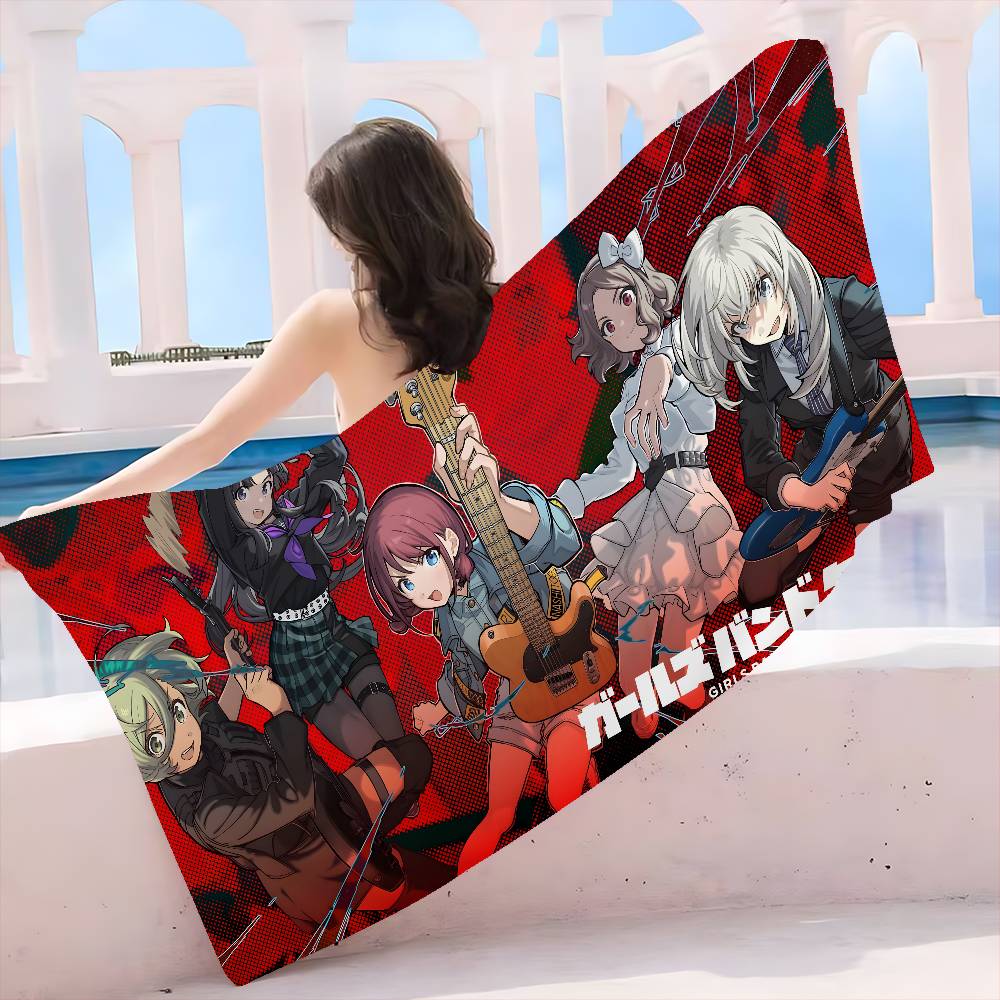 Anime G-Girls Cool Band Cry Microfiber Beach Towel Absorbent Quick Dry Soft Yoga Swimming Resort Mountain Climbing Towel