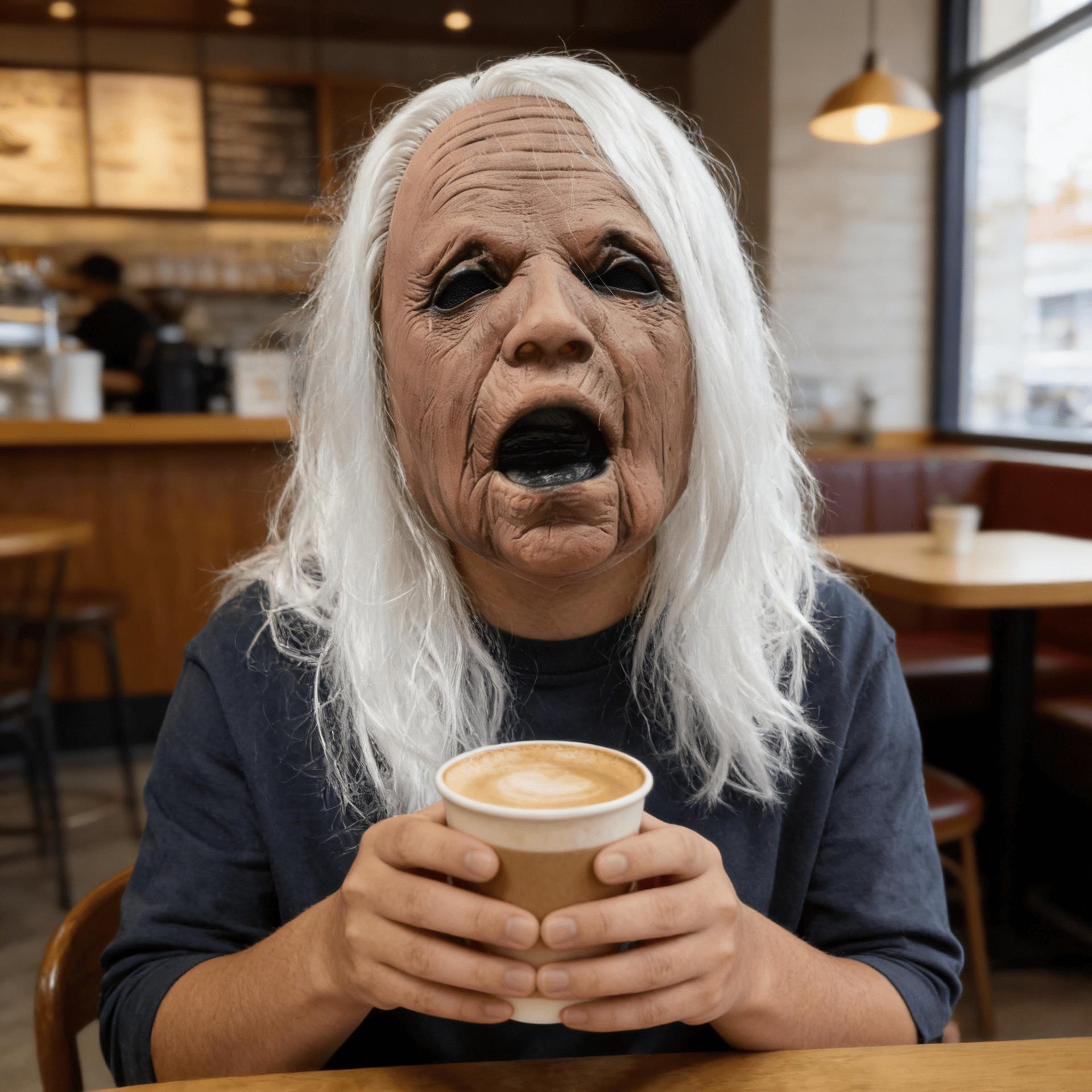 White-haired old woman latex mask One size fits all adults