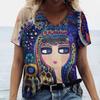 Facial Printed T-shirt Short Sleeved Top Casual Street Women's T-shirts