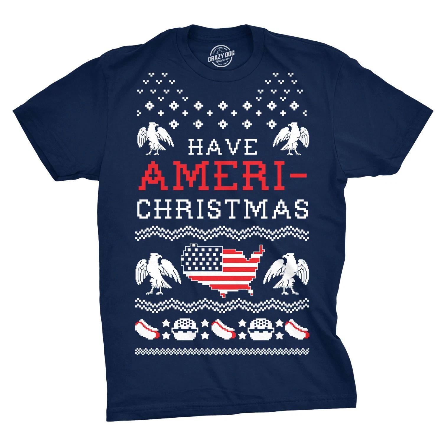 Мужская футболка Ameri-Christmas Смешная патриотическая футболка США XS