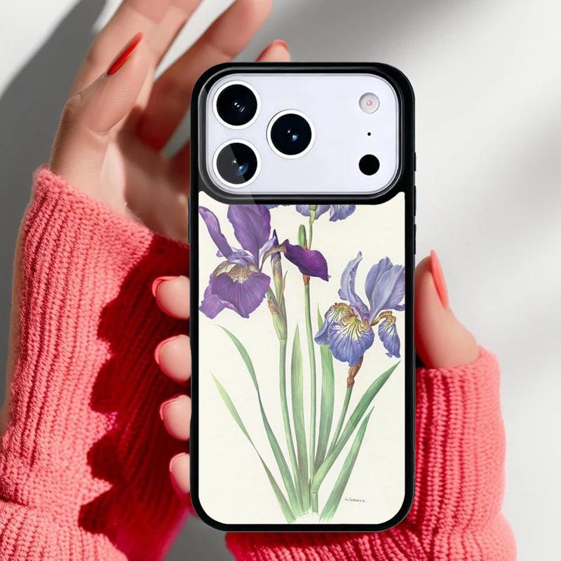 Blue Iris Flower Phone Case for iPhone 17 16 15 14 13 Pro Max Back Cover for 12 11 Pro Coque
