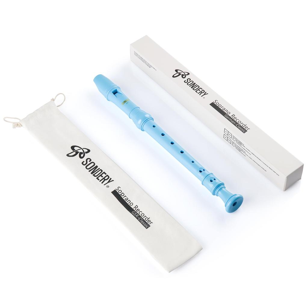 Sondery Soprano German Made of ABS Durable and Easy To Play for Plastic German Fingering Chart Portable Pouch Included Recorder, Style, Resin,