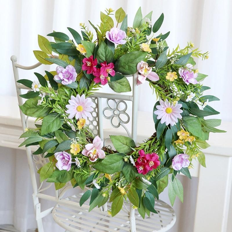 50cm Artificial Flower Wreath for Front Door Entryway Flower Wreath Decorative Flower Wreath Home and Wedding Decors