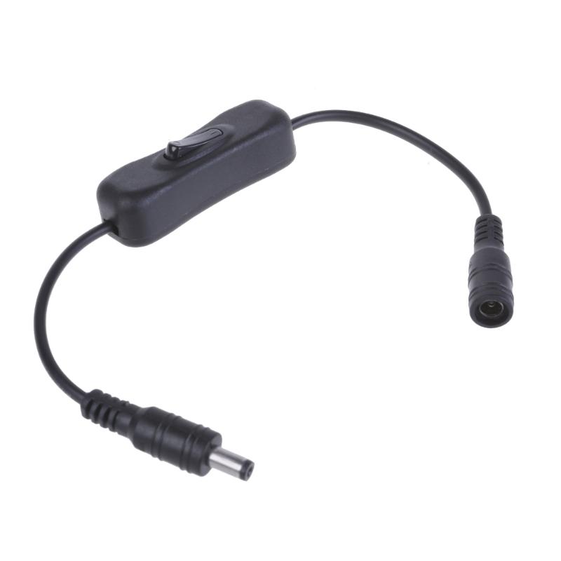 DC5.5x2.1mm to DC5.5x2.1mm Extension Cable Male to Female Power Cord with Switching Button for LED Light Camera Speaker